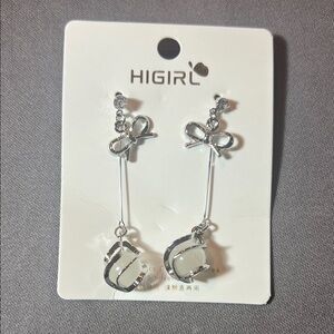 💎 HIGIRL Silver Bow Drop Earrings 💎